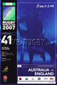 Australia v England 2007 rugby  Programme