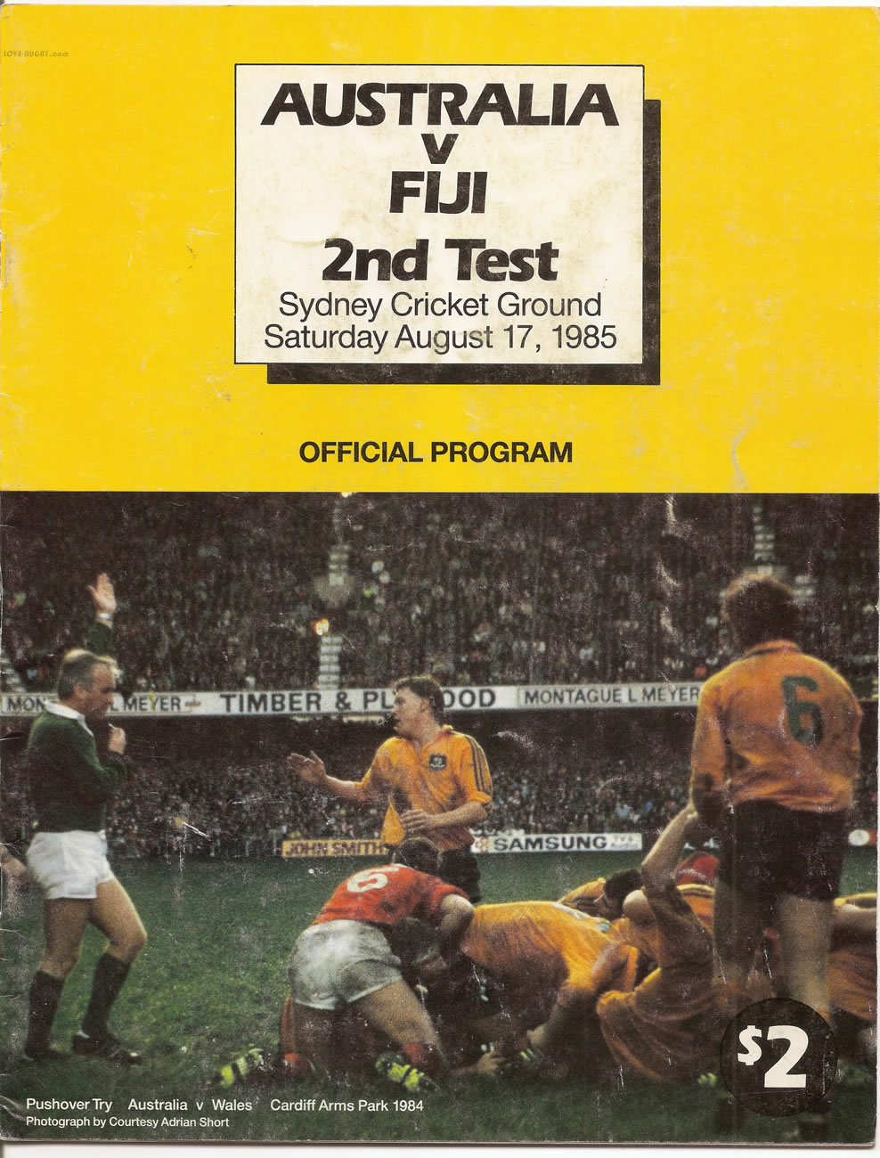 Australia v Fiji 1985 rugby  Programme