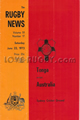 Australia v Tonga 1973 rugby  Programme