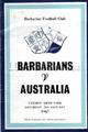 Barbarians v Australia 1967 rugby  Programme