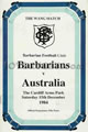 Barbarians v Australia 1984 rugby  Programme