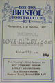 Bristol v Barbarians 1987 rugby  Programme