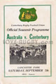 Canterbury v Australia 1946 rugby  Programme