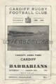 Cardiff v Barbarians 1964 rugby  Programme