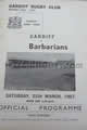 Cardiff v Barbarians 1967 rugby  Programme
