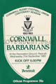 Cornwall v Barbarians 1983 rugby  Programme