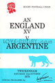 England v Argentina 1978 rugby  Programmes