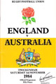 England v Australia 1984 rugby  Programme