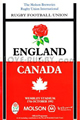 England v Canada 1992 rugby  Programme