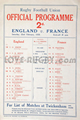 England v France 1930 rugby  Programmes