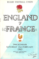 England v France 1963 rugby  Programmes