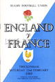 England v France 1969 rugby  Programmes