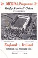 England v Ireland 1931 rugby  Programmes