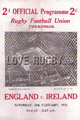 England v Ireland 1933 rugby  Programme