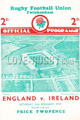 England v Ireland 1939 rugby  Programmes