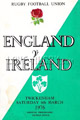 England v Ireland 1976 rugby  Programmes