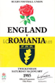 England v Romania 1985 rugby  Programmes