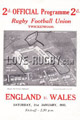 England v Wales 1933 rugby  Programmes