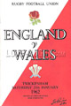 England v Wales 1962 rugby  Programme