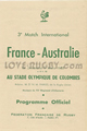 France v Australia 1958 rugby  Programmes