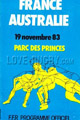 France v Australia 1983 rugby  Programme