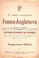 France v England 1952 rugby  Programme