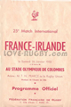 France v Ireland 1952 rugby  Programmes