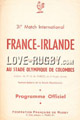 France v Ireland 1958 rugby  Programme