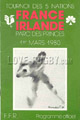 France v Ireland 1980 rugby  Programme