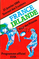 France v Ireland 1984 rugby  Programme