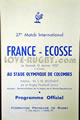 France v Scotland 1957 rugby  Programmes