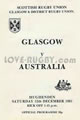 Glasgow v Australia 1981 rugby  Programme