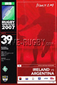 Ireland v Argentina 2007 rugby  Programmes