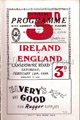 Ireland v England 1949 rugby  Programme