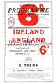 Ireland v England 1951 rugby  Programme