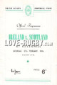 Ireland v Scotland 1954 rugby  Programme