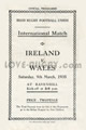 Ireland v Wales 1935 rugby  Programmes