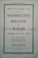Ireland v Wales 1937 rugby  Programmes