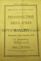 Ireland v Wales 1939 rugby  Programmes