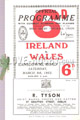 Ireland v Wales 1952 rugby  Programme