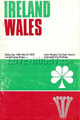 Ireland v Wales 1970 rugby  Programme