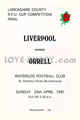Liverpool Orrell 1981 memorabilia