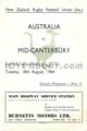 Mid-Canterbury v Australia 1964 rugby  Programme