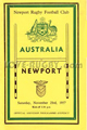 Newport v Australia 1957 rugby  Programme