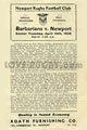 Newport v Barbarians 1949 rugby  Programme
