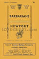 Newport v Barbarians 1959 rugby  Programme