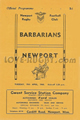 Newport v Barbarians 1960 rugby  Programme