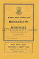 Newport v Barbarians 1965 rugby  Programme