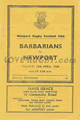 Newport v Barbarians 1966 rugby  Programme