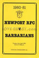Newport v Barbarians 1981 rugby  Programme